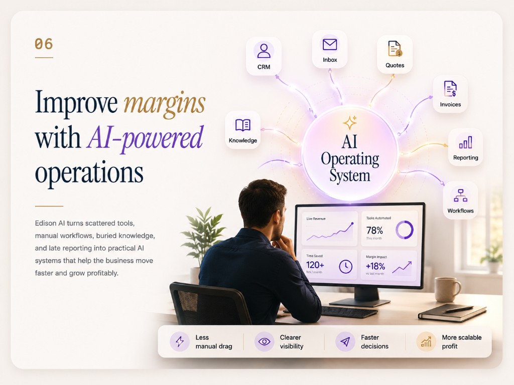 Towards AI systems that scale operations.Edison AI connects scattered tools, workflows, and reporting into practical operating leverage.
